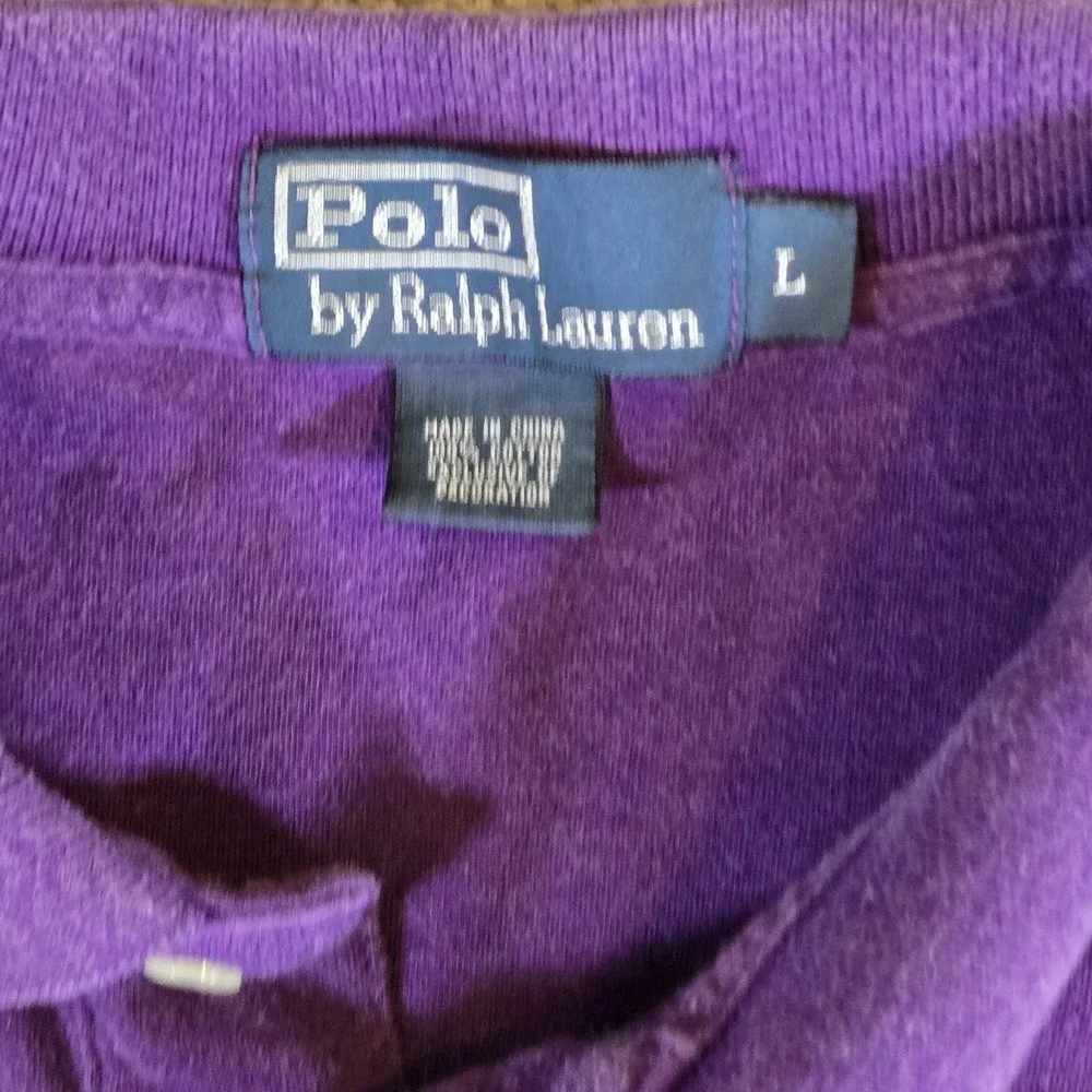 Polo Ralph Lauren Short Sleeve Polo Shirt Mens Large Purple Golf Polo Pony Logo